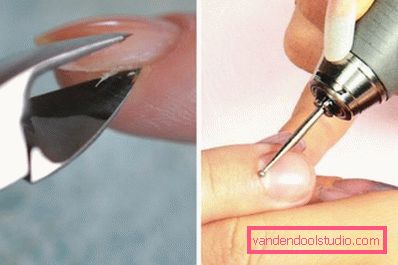 Técnica combinada de manicura-tándem diferente.