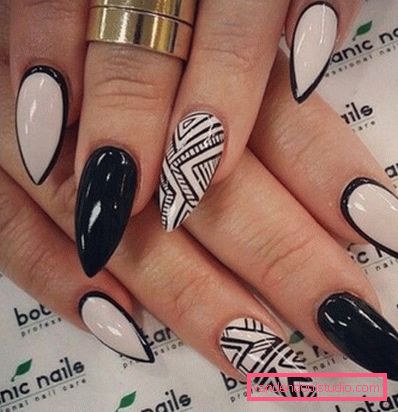 Hermosa manicura en las uñas afiladas 2019-2020.