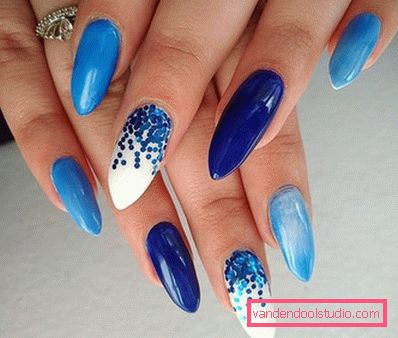 Hermosa manicura en las uñas afiladas 2019-2020.